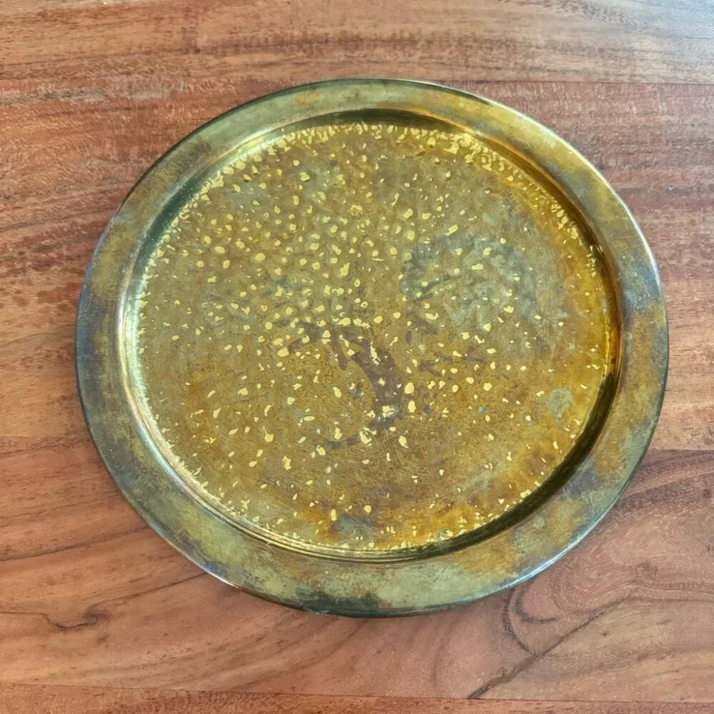 Old Antique Brass Tray Made In England Nestor